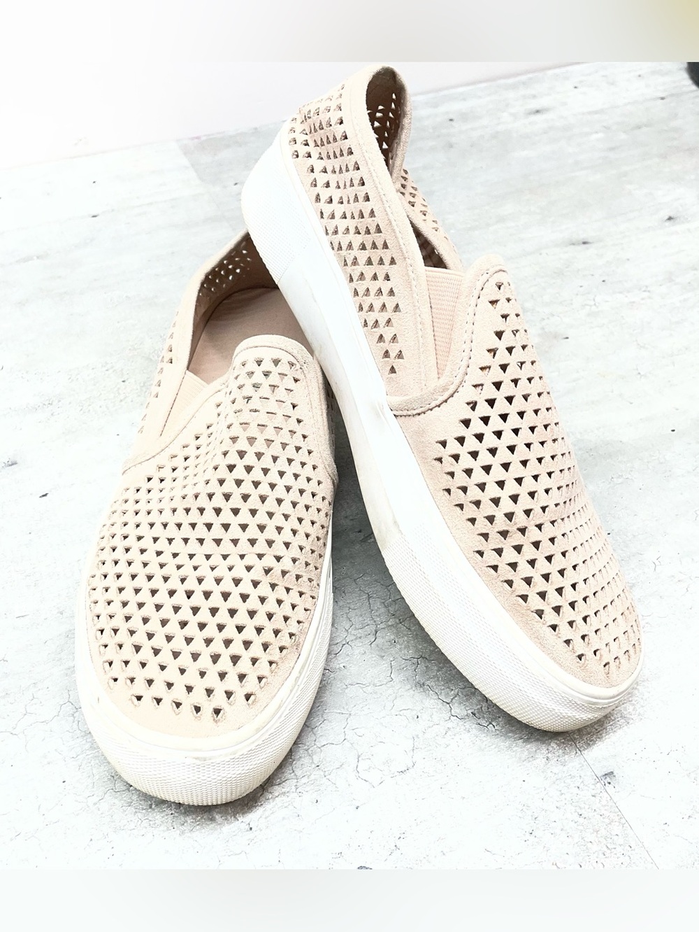 Steve Madden Slip-On Perforated Sneakers in Blush Pink
